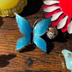 Blue butterfly pin brooch